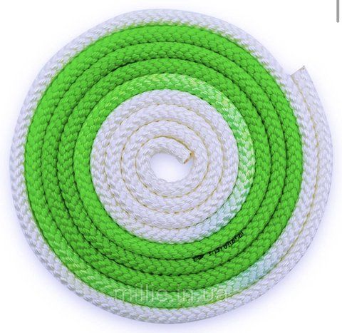 Скакалка для художньої гімнастики Pastorelli Patrasso/ F.I.G. Approved/ 3 м/ Колір:Bianco-Verde Fluo 3710 фото