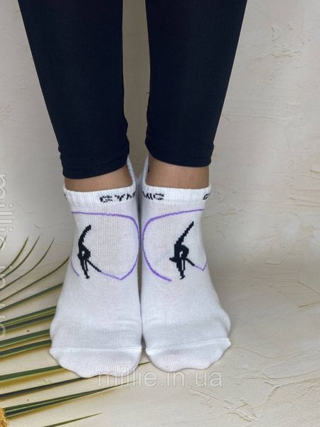 Шкарпетки білі короткі для гімнастики Step (демісезон) гімнастка із стрічкою фото