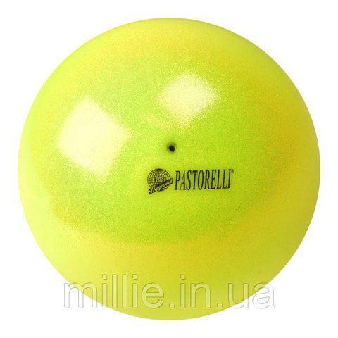 М'яч для художньої гімнастики Pastorelli 16 см/Жовтий гліттер 2198 фото